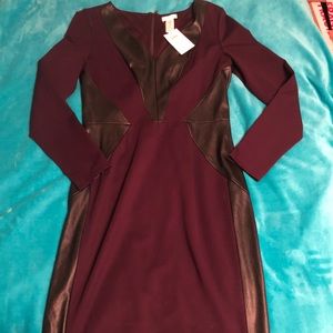 Black and maroon Cache form fitting dress NWT